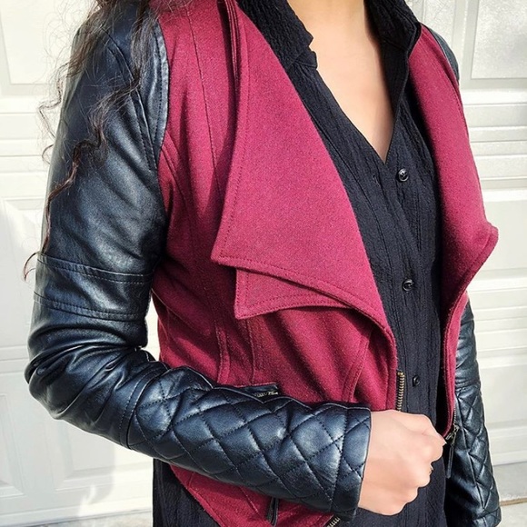 Jackets & Blazers - Burgundy Moto Jacket